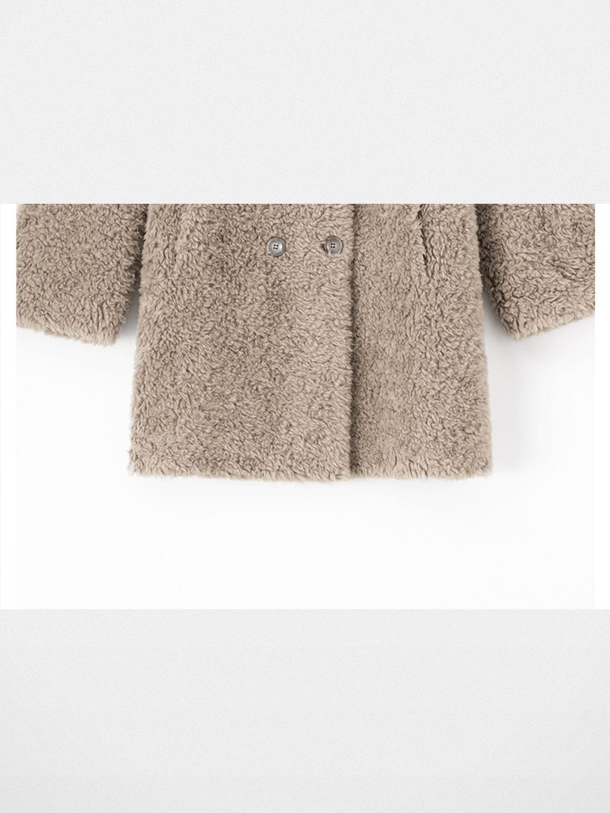 ACSENSE STUDIO Double Breasted Sheep Wool Coat in Beige - Detail