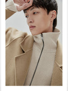 NANS Heavyweight Raglan Zip Cardigan in White - On Model