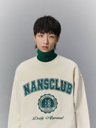 NANS Heavyweight Cotton Varsity Sweatshirt in White - On Model