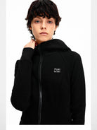PUKI Panelled Zip Up Hoodie in Black - On Model