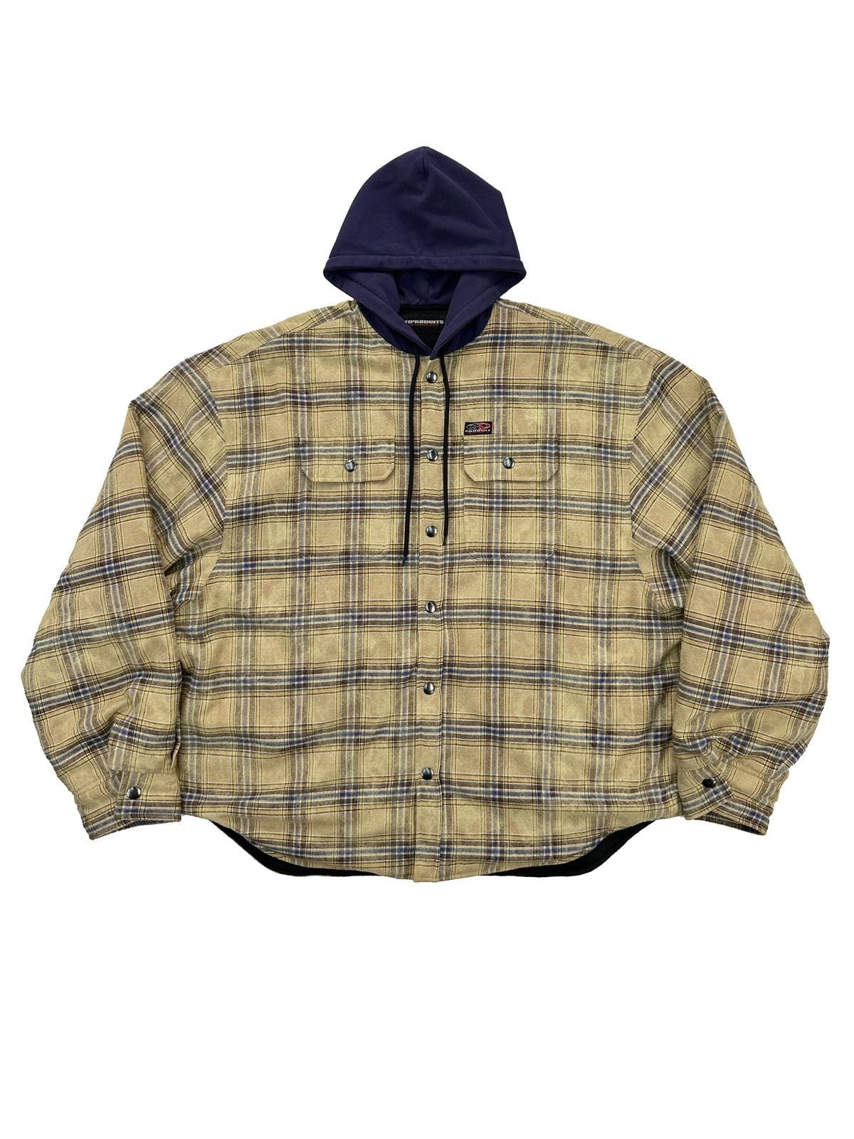Unknownworld Oversized Padded Plaid Hooded Jacket in Beige