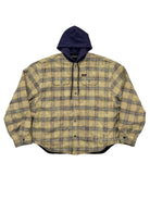 Unknownworld Oversized Padded Plaid Hooded Jacket in Beige