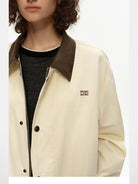 PUKI Contrast Collar Barn Jacket in Khaki - On Model