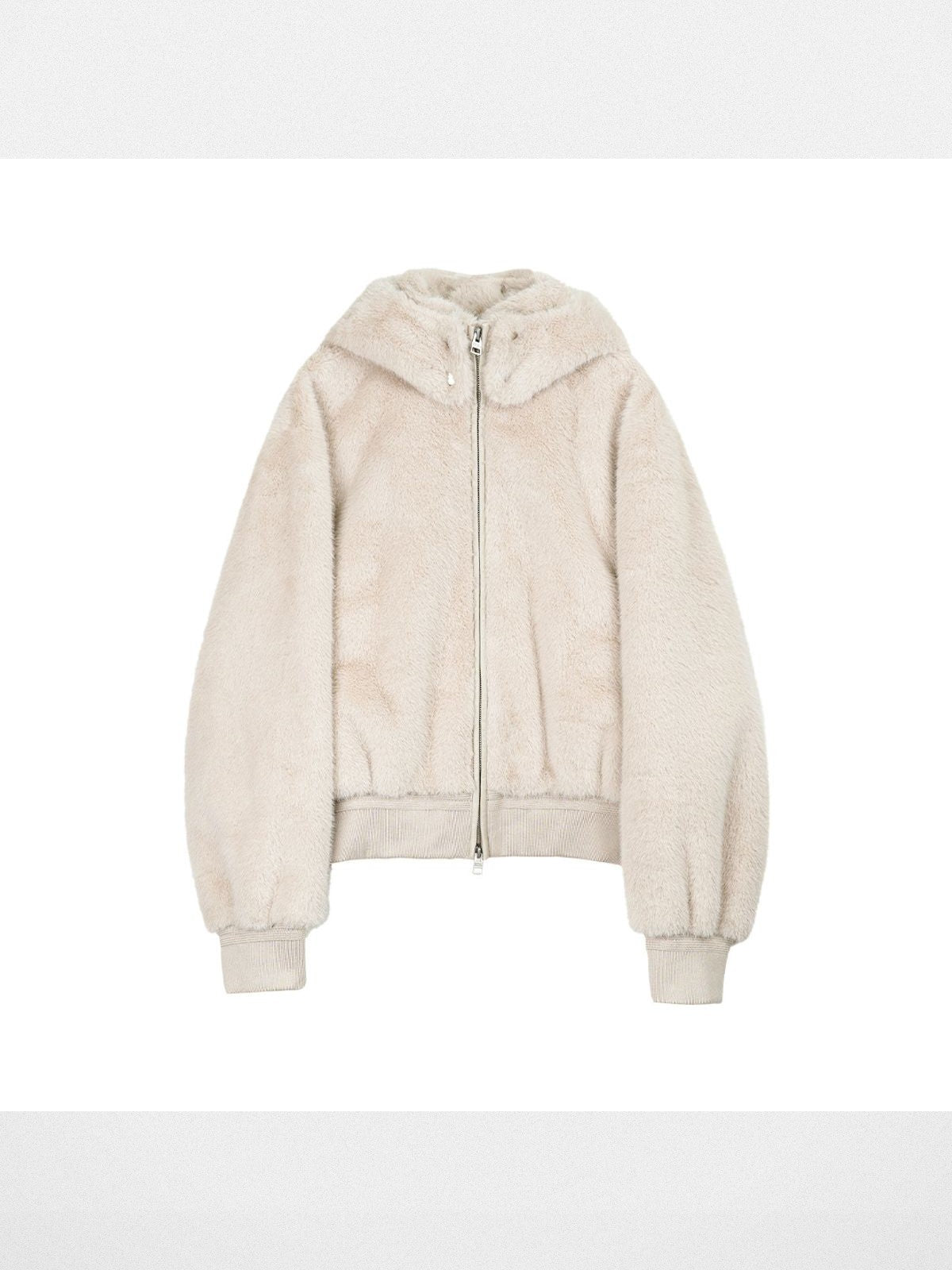 Simple Project Detachable Hood Faux Fur Jacket in Cream