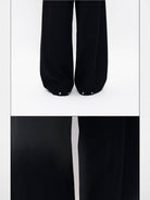 MasonPrince Inverted Pleat Curved Leg Trousers in Black - Detail