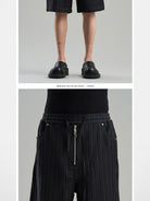 BLINDNOPLAN Textured Rivet Detail Shorts in Black - On Model
