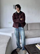 Roolrren Homme Suede Michigan Work Jacket in Burgundy - Lifestyle