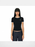 PUKI Contrast Trim Slim T Shirt in Black - On Model