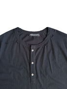 UNKNOWNWORLD Distressed Cotton Henley T Shirt in Black - Detail