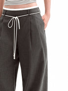 PUKI Double Waistband Suit Pants in Gray - On Model