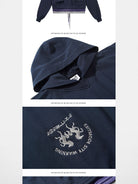 BLINDNOPLAN Spliced Layered Waistband Hoodie in Navy Blue - Detail