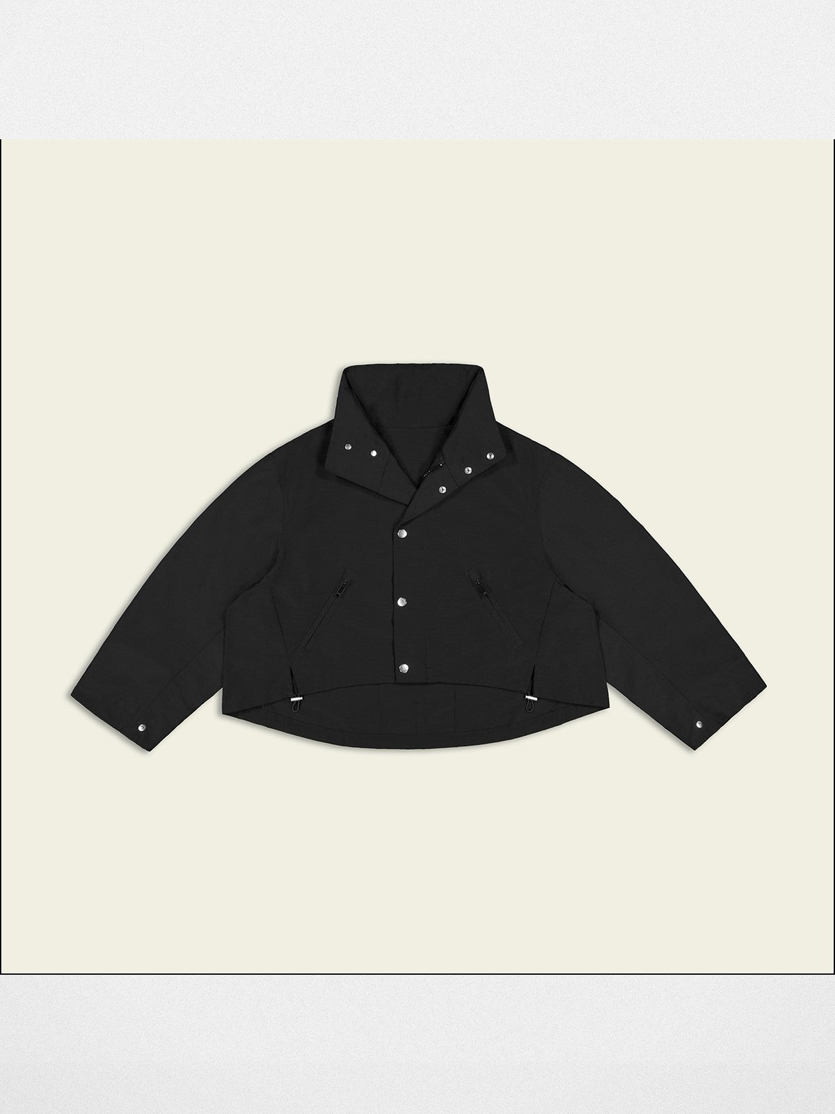 FaxCopyExpress Drawstring Hem Cropped Jacket in Black