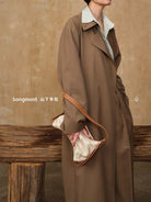 Songmont Monogram Canvas Leather Hobo in Beige - On Model