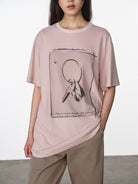RandomPiece Key Print Cotton T Shirt in Pink - On Model