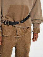 NANS Heavyweight Faded Graphic Hoodie in Beige - On Model