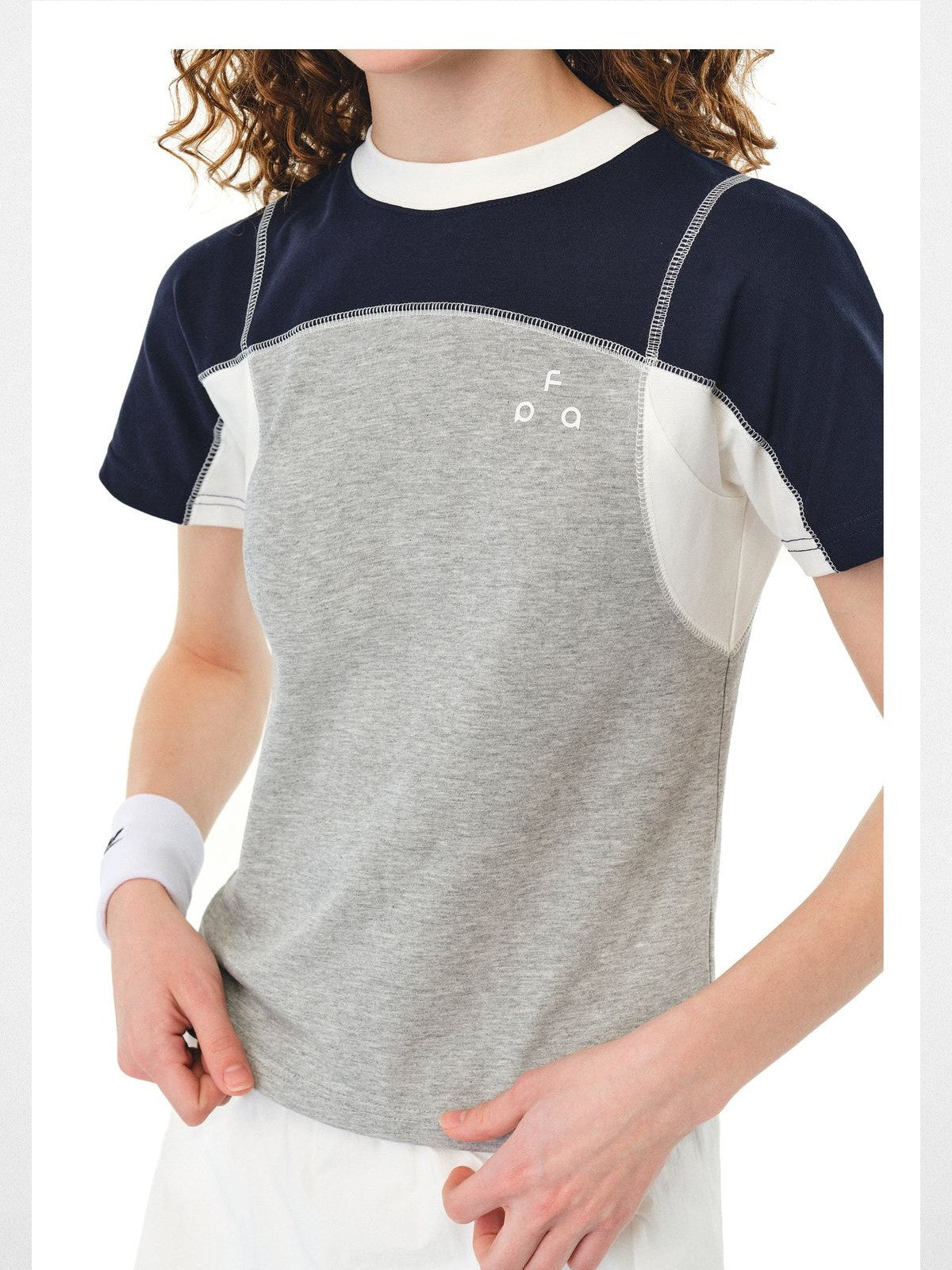 FPA Antibacterial Cooling Crop Tee in Gray - On Model