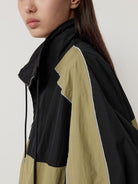 RandomPiece Color Block Stand Collar Jacket in Beige - Detail