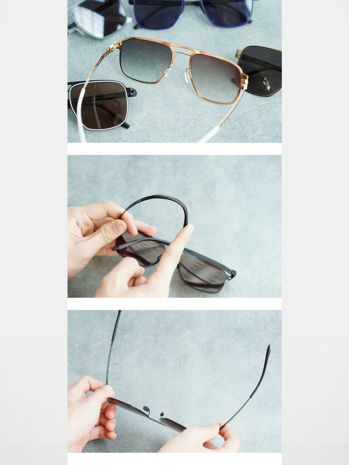 FUTURE UPDATE Titanium Screwless Aviator Sunglasses in Brown - Detail