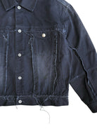 UNKNOWNWORLD Deconstructed Denim Horsehide Jacket in Black - Detail