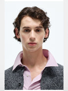 NANS Melange Merino Wool Cardigan in Gray - On Model