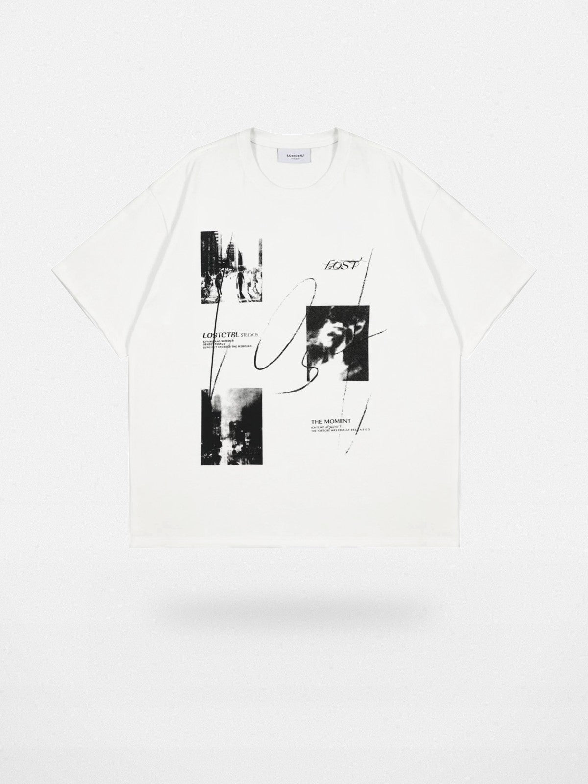 LOSTCTRL Heavyweight Washed Cotton Graphic Tee in White