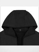 FaxCopyExpress Fleece Lined Deep V Neck Hoodie in Black - Detail