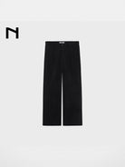 NANS Single Pleat Corduroy Micro Flare Trousers in Black