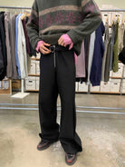 NeverSeez Structured Side Flap Trousers in Black - On Model