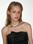 BLACKHEAD Two Tone Spliced Chain Necklace in Gray - On Model