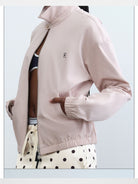 RARELY ALIKE Zip Front Workwear Jacket in Pink - On Model