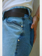 Retro 21 Spliced Contrast Flared Jeans in Denim - Detail