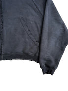 UNKNOWNWORLD Distressed Washed Zip Up Hoodie in Black - Detail