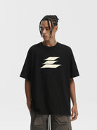 LOSTCTRL Heavyweight Cotton Graphic Tee in Black - On Model