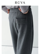ROYA Double Weave Curved Leg Sweatpants in Gray - On Model