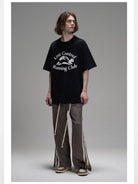 LOSTCTRL Tortoise Hare Heavyweight T Shirt in Black - On Model