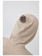 Simple Project Pom Pom Detail Hoodie in Beige - Detail