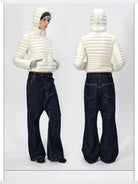 RARELY ALIKE Detachable Hood Down Puffer in White - On Model