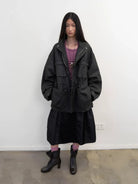 NeverSeez Spliced Neck Lyocell Blend Top in Gray - On Model