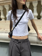 Rarely Alike Fitted Cropped Cotton T Shirt in White - On Model