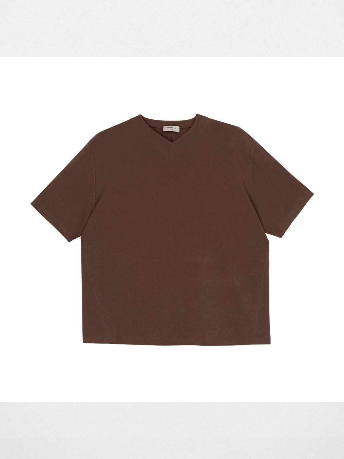 Simple Project Merino Wool V Neck T Shirt in Brown