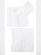 SHUSHUTONG Cutout U Neck Cropped Top in White - Detail