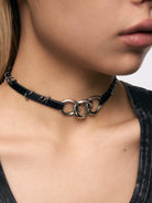 BLACKHEAD Three Snakes Piercing Choker in Black - On Model