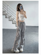 LOSTCTRL Ruched Panel Pants in Gray