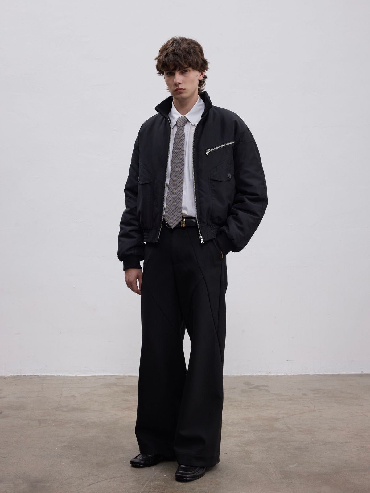 AFterTaste High Density Nylon Harrington Bomber in Black - On Model