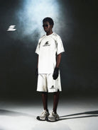 LOSTCTRL Spray Dye Structural Shorts in White - On Model