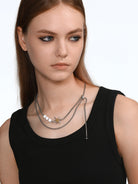 BLACKHEAD Star Pendant Pearl Layered Necklace in Gray