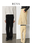 ROYA Supima Cotton Corduroy Trousers in Black - On Model