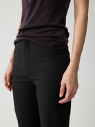 RandomPiece Micro Wrinkle Cropped Equestrian Pants in Black - On Model