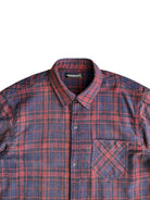 UNKNOWNWORLD Washed Plaid Flannel Raw Edge Shirt in Blue