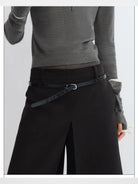 RARELY ALIKE Patent Leather Belt in Black - On Model